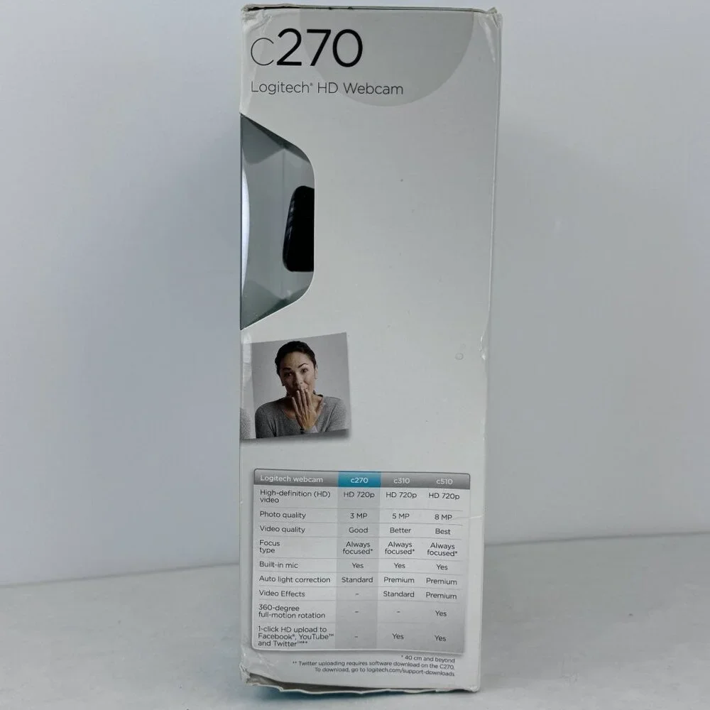 Logitech C270 HD 720p Webcam With Built-In Mic Automatic Light Correction NIB